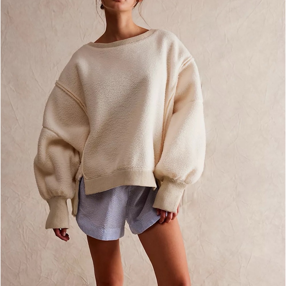 Free People Oversized Cream Sweatshirt